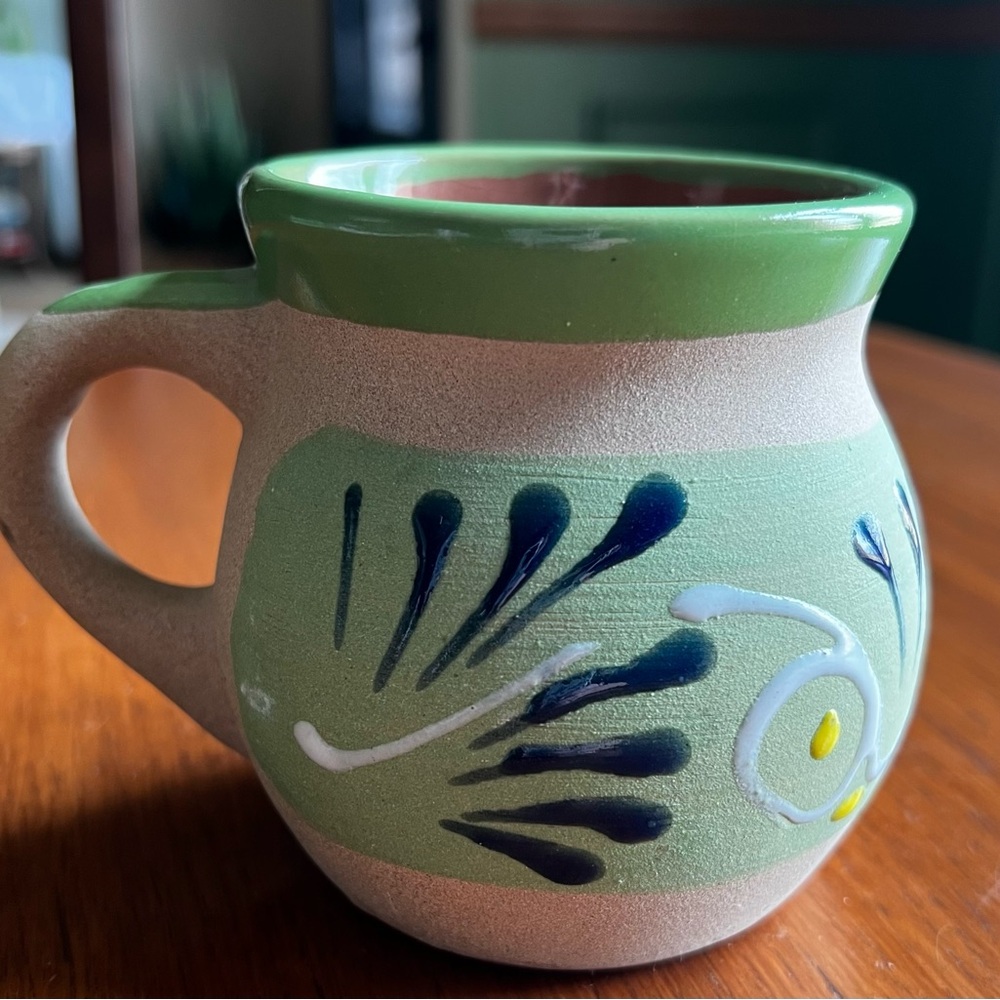 Source Unknown Green and Blue Artistic Ceramic Mug